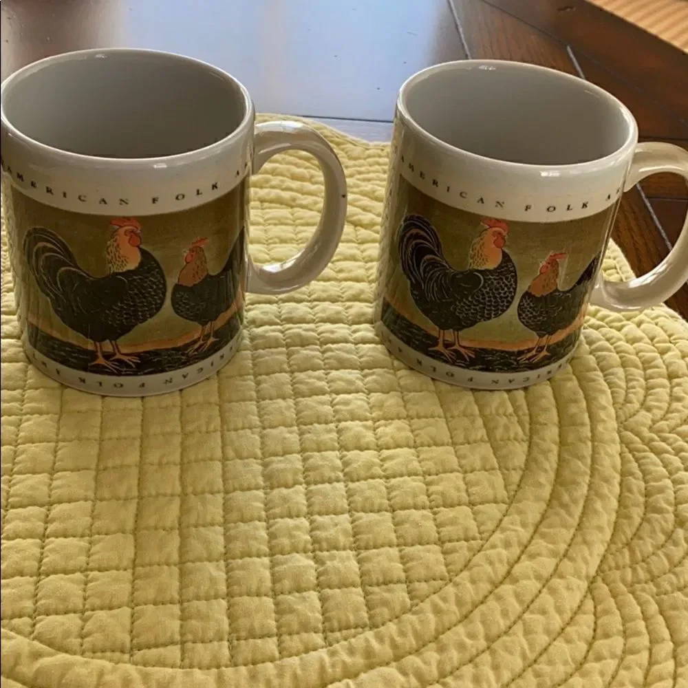 Warren Kimble rooster mugs, set of 2